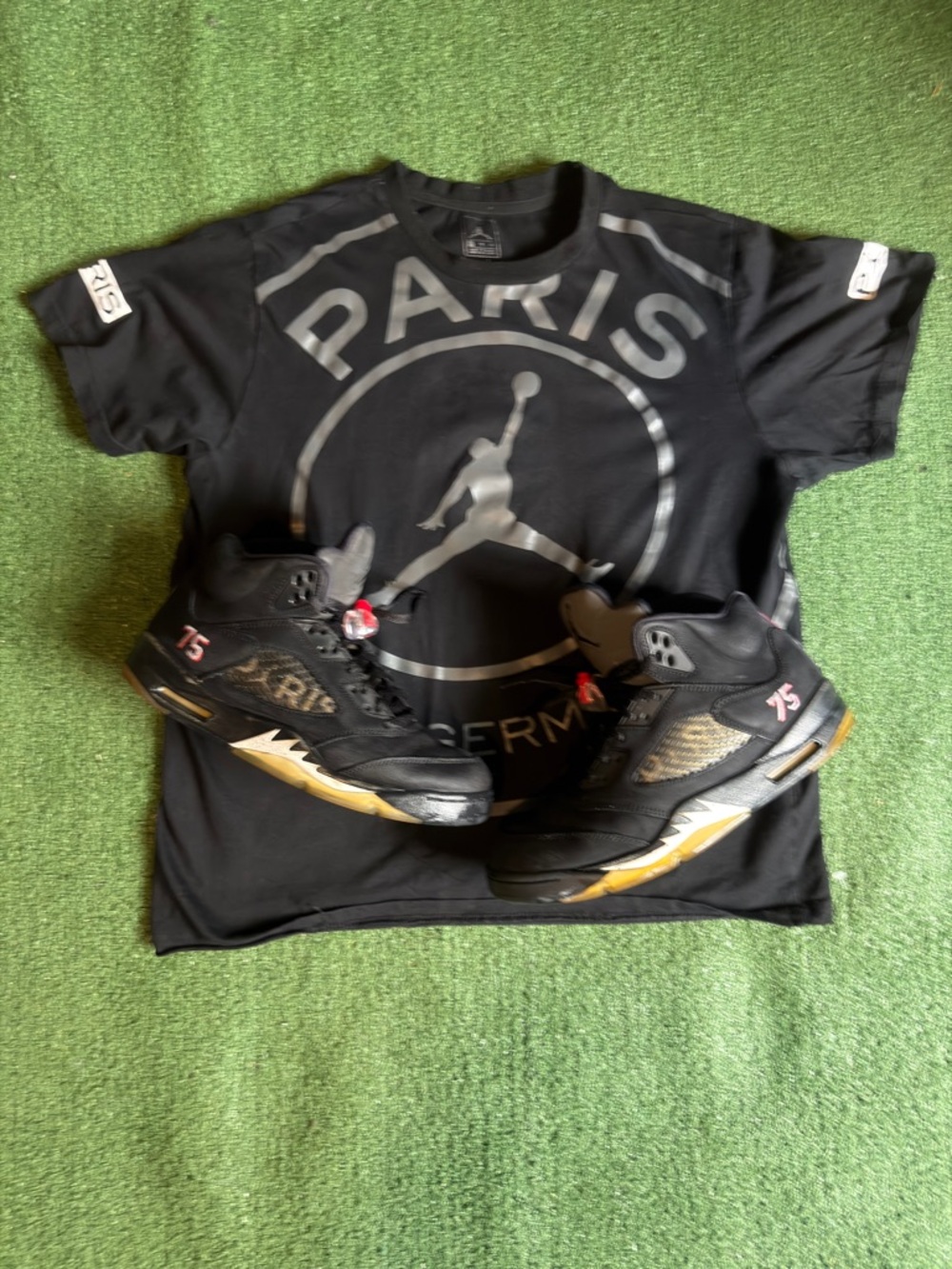 Jordan Black Tee with Silver Jumpman Neck Print